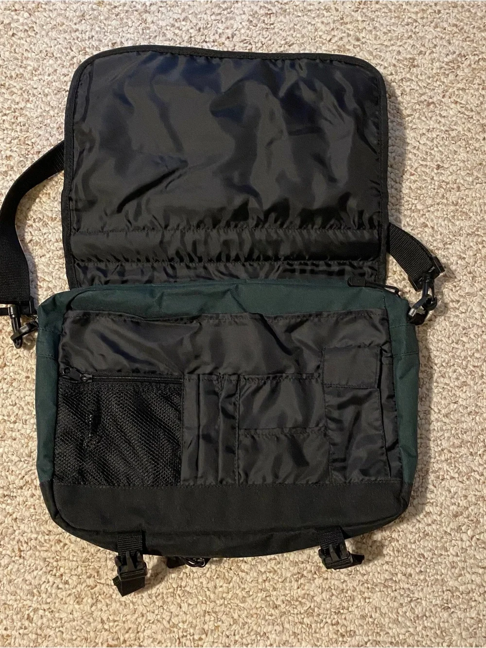 Port and Company Dark Green Messenger Bag with Shell Patch